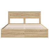 Bed Frame with Drawer Sonoma Oak 180 x 200 cm Engineered Wood - Low Angle
