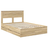 Bed Frame with Drawer Sonoma Oak 150 x 200 cm Engineered Wood - Top-Down View