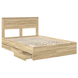 Bed Frame with Drawer Sonoma Oak 150 x 200 cm Engineered Wood - 45-Degree Angle