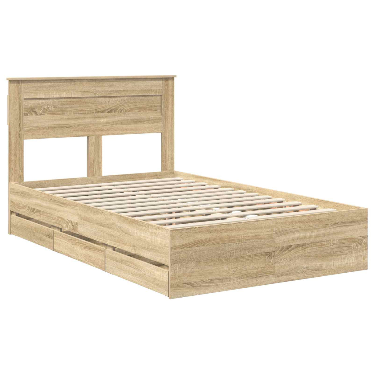 Bed Frame with Drawer Sonoma Oak 135 x 190 cm Engineered Wood