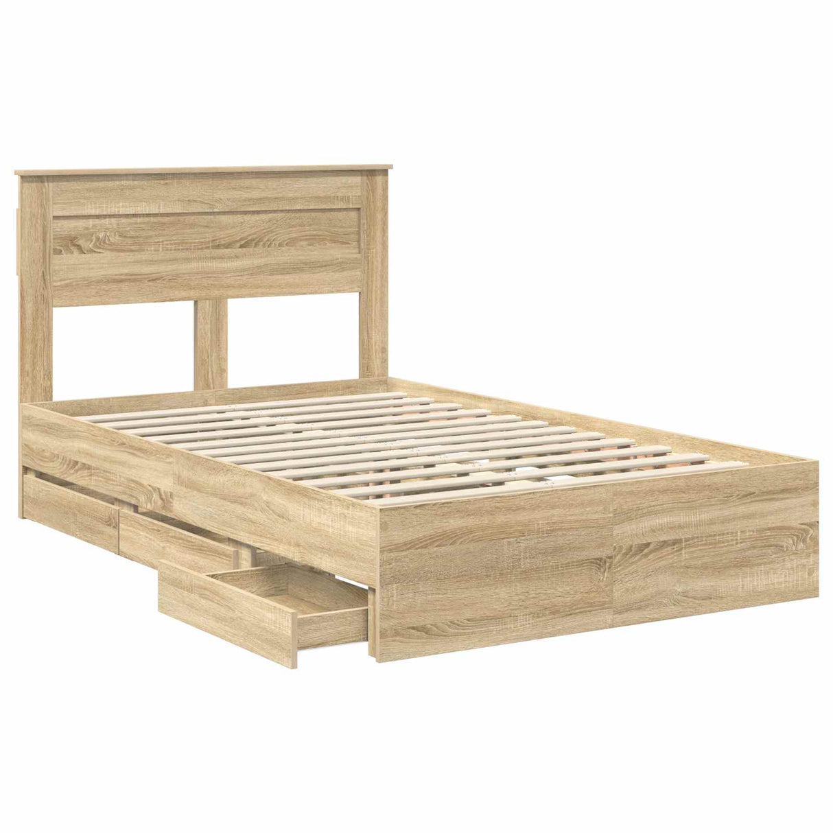 Bed Frame with Drawer Sonoma Oak 135 x 190 cm Engineered Wood