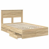 Bed Frame with Drawer Sonoma Oak 135 x 190 cm Engineered Wood