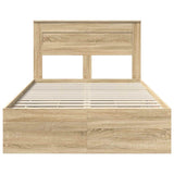 Bed Frame with Drawer Sonoma Oak 135 x 190 cm Engineered Wood - Low Angle