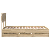 Bed Frame with Drawer Sonoma Oak 135 x 190 cm Engineered Wood - Extra Image