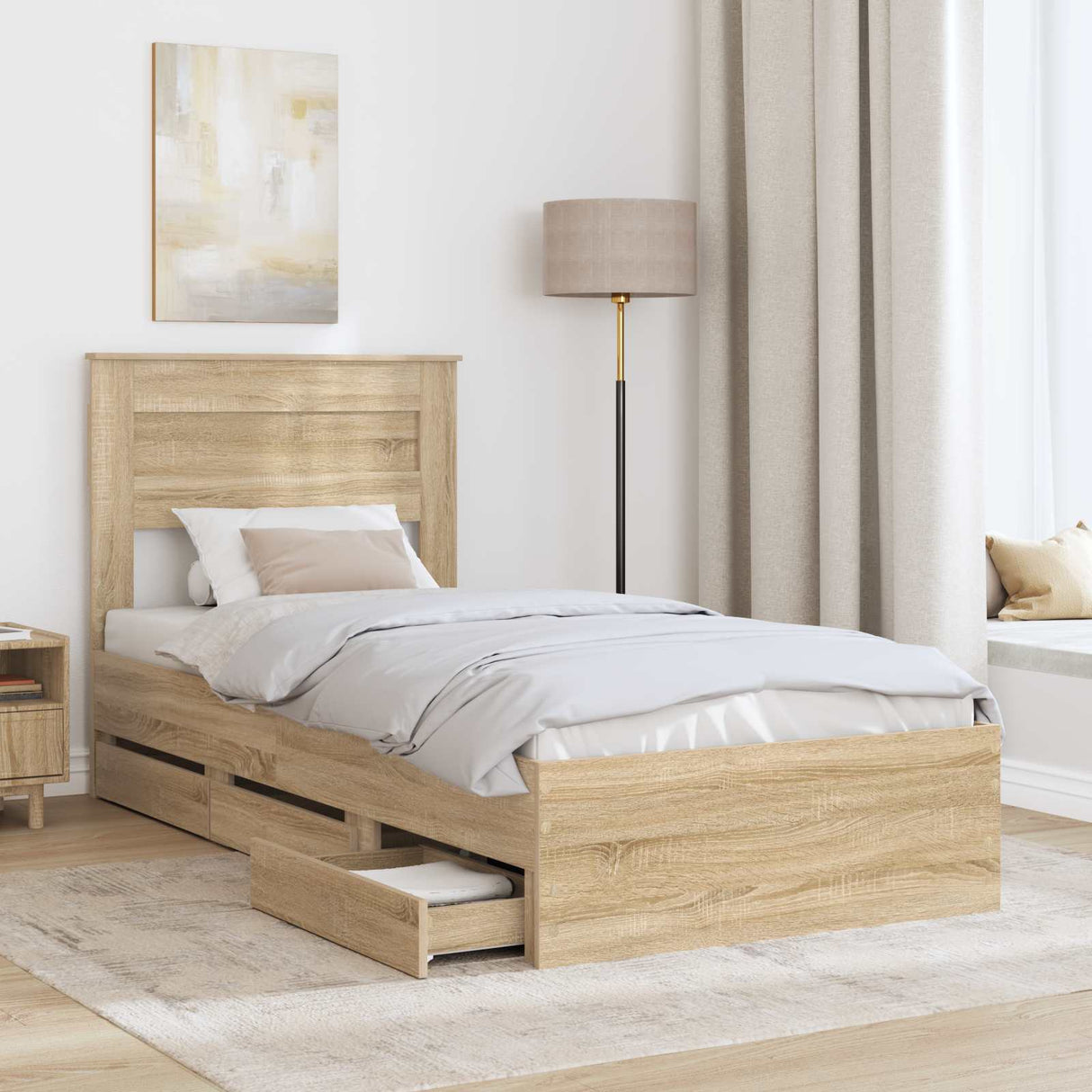 Bed Frame with Drawer Sonoma Oak 90 x 190 cm Engineered Wood