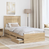 Bed Frame with Drawer Sonoma Oak 90 x 190 cm Engineered Wood - Side View