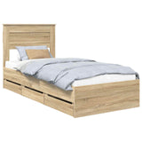 Bed Frame with Drawer Sonoma Oak 90 x 190 cm Engineered Wood - Front View