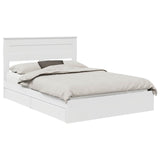 Storage Bed with Headboard White 150 x 200 cm Engineered Wood - Front View
