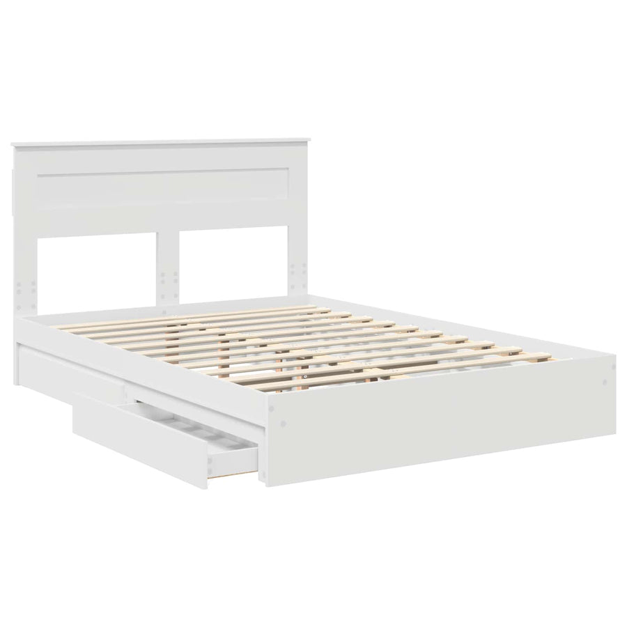 Storage Bed with Drawer White 150 x 200 cm Engineered Wood