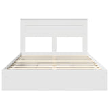 Storage Bed with Headboard White 150 x 200 cm Engineered Wood - Low Angle
