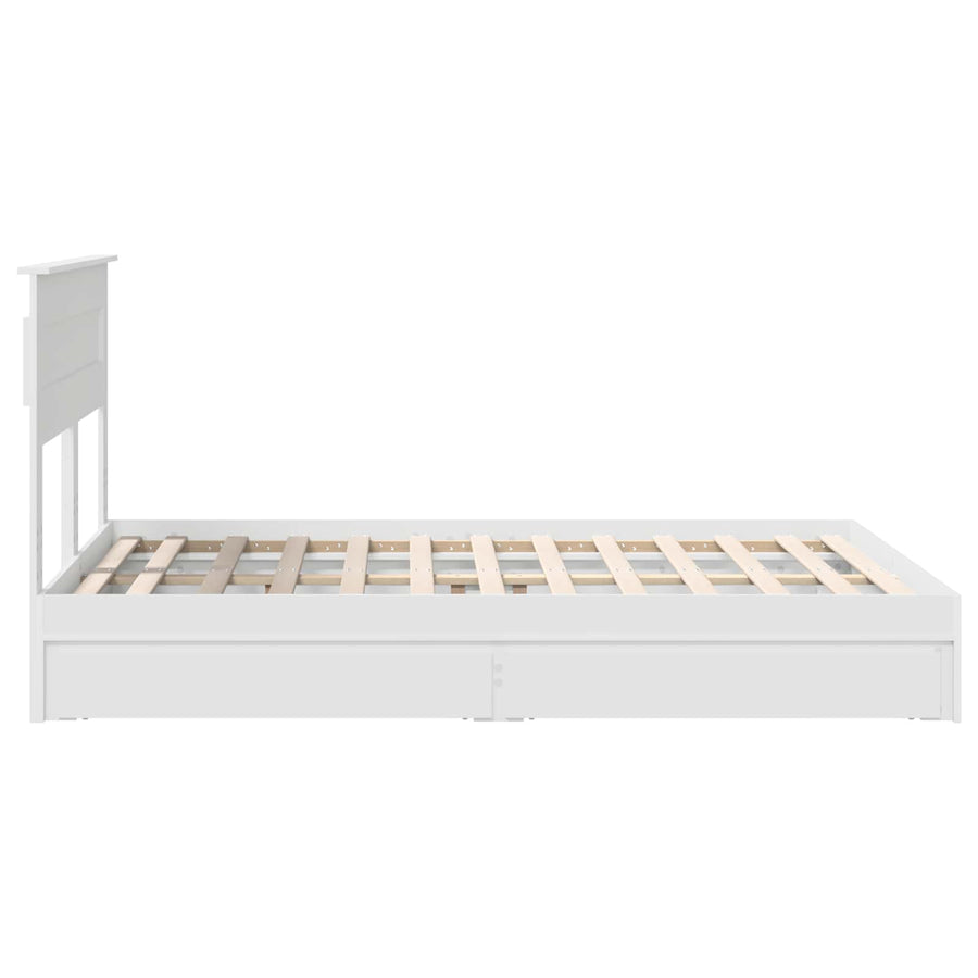 Storage Bed with Drawer White 150 x 200 cm Engineered Wood