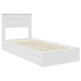 Storage Bed with Headboard White 90 x 190 cm Engineered Wood - Top-Down View