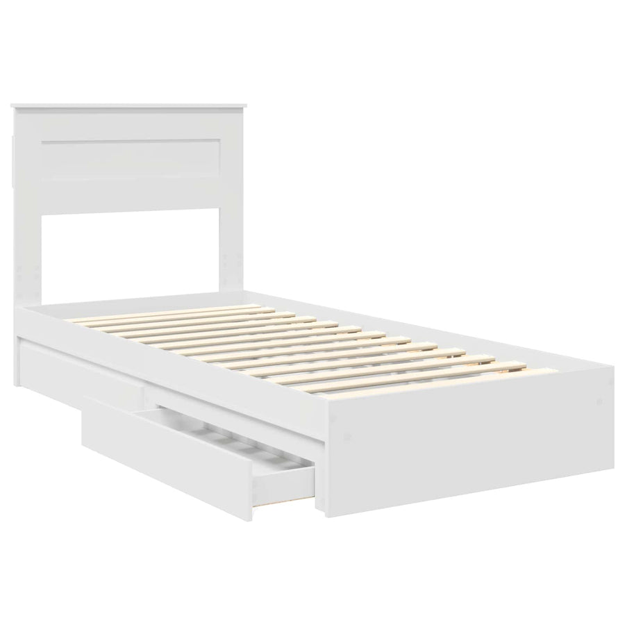 Storage Bed with Drawer White 90 x 190 cm Engineered Wood