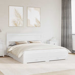 Bed Frame with Drawer White 180 x 200 cm Engineered Wood