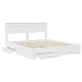 Bed Frame with Headboard White 180 x 200 cm Engineered Wood - 45-Degree Angle