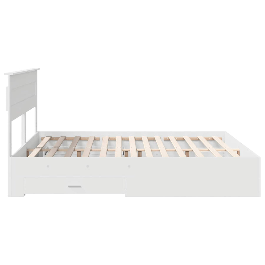 Bed Frame with Drawer White 180 x 200 cm Engineered Wood