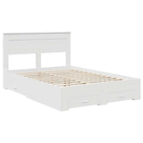 Bed Frame with Headboard White 150 x 200 cm Engineered Wood - Top-Down View