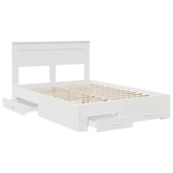 Bed Frame with Headboard White 150 x 200 cm Engineered Wood - 45-Degree Angle
