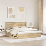 Bed Frame with Drawer Sonoma Oak 180 x 200 cm Engineered Wood - Side View