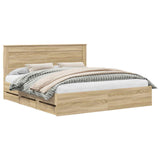 Bed Frame with Drawer Sonoma Oak 180 x 200 cm Engineered Wood - Front View