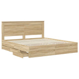 Bed Frame with Drawer Sonoma Oak 180 x 200 cm Engineered Wood - 45-Degree Angle