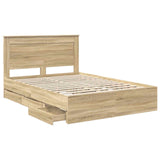Bed Frame with Drawer Sonoma Oak 150 x 200 cm Engineered Wood - 45-Degree Angle