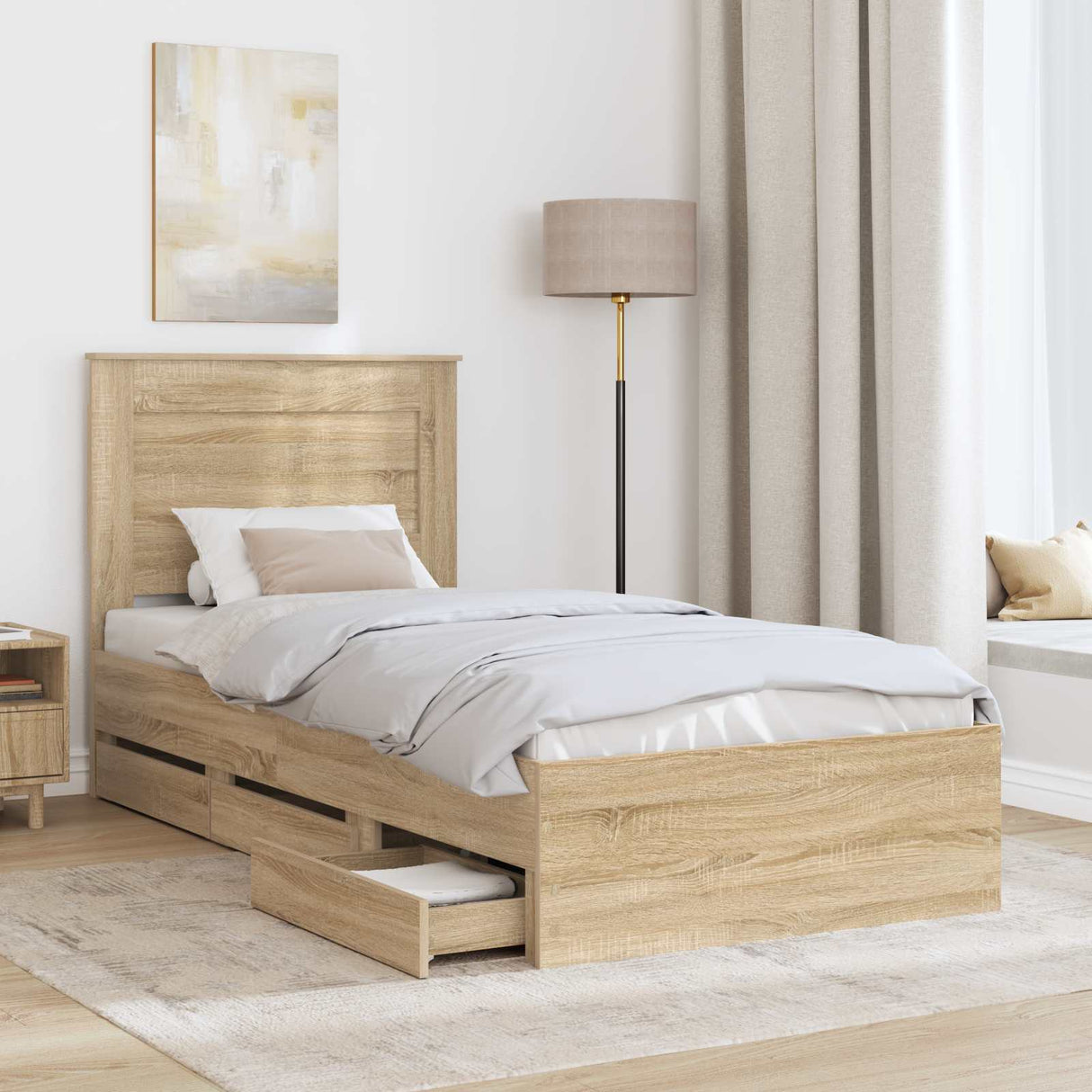 Bed Frame with Drawer Sonoma Oak 90 x 190 cm Engineered Wood