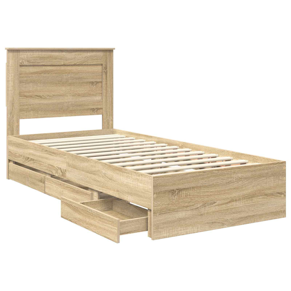 Bed Frame with Drawer Sonoma Oak 90 x 190 cm Engineered Wood