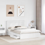 Storage Bed with Drawer White 150 x 200 cm Engineered Wood