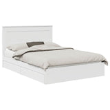 Storage Bed with Headboard White 150 x 200 cm Engineered Wood - Front View