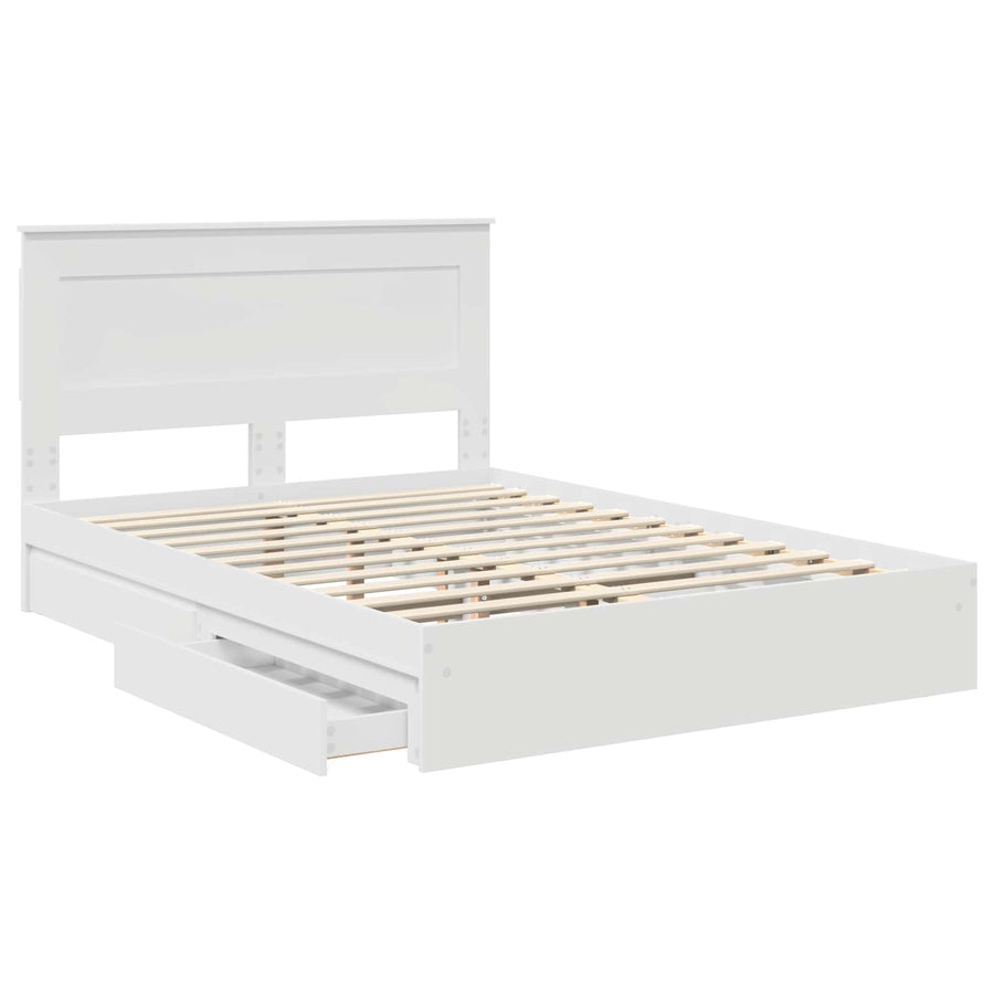 Storage Bed with Drawer White 150 x 200 cm Engineered Wood