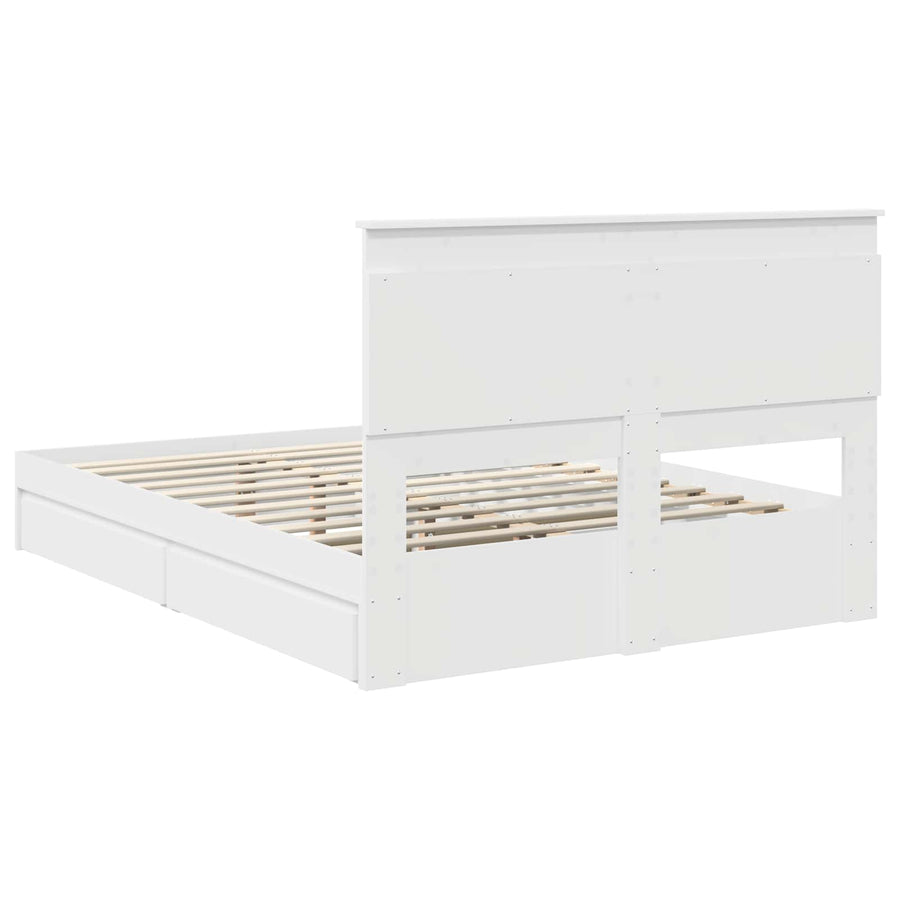 Storage Bed with Drawer White 150 x 200 cm Engineered Wood