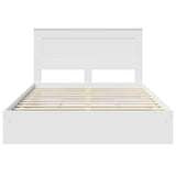 Storage Bed with Headboard White 150 x 200 cm Engineered Wood - Low Angle