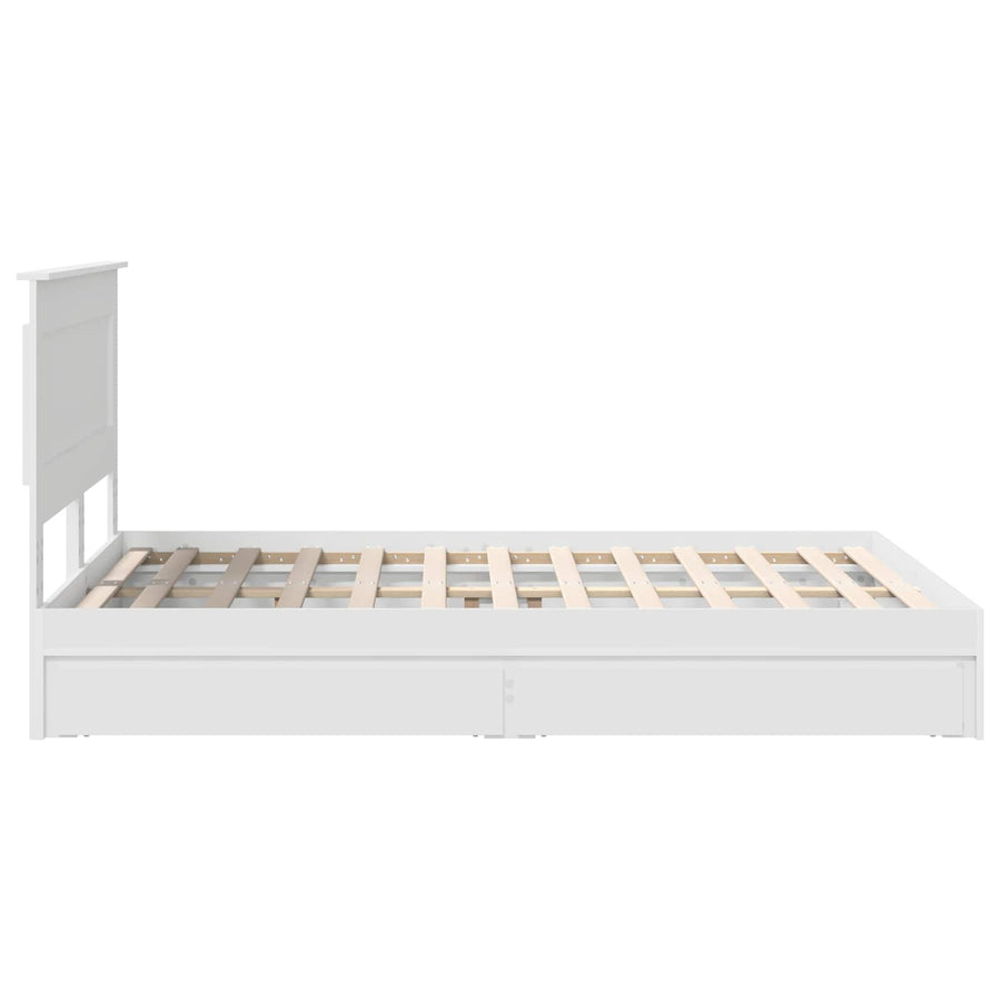 Storage Bed with Drawer White 150 x 200 cm Engineered Wood