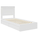 Storage Bed with Headboard White 90 x 190 cm Engineered Wood - Top-Down View