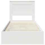 Storage Bed with Headboard White 90 x 190 cm Engineered Wood - Low Angle