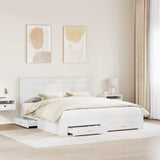 Bed Frame with Drawer White 180 x 200 cm Engineered Wood - Side View