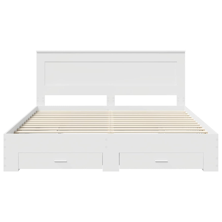 Bed Frame with Drawer White 180 x 200 cm Engineered Wood