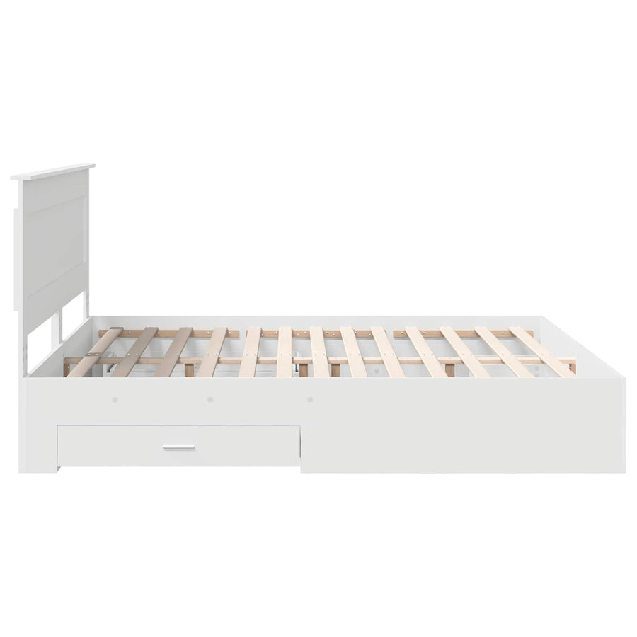 Bed Frame with Drawer White 180 x 200 cm Engineered Wood