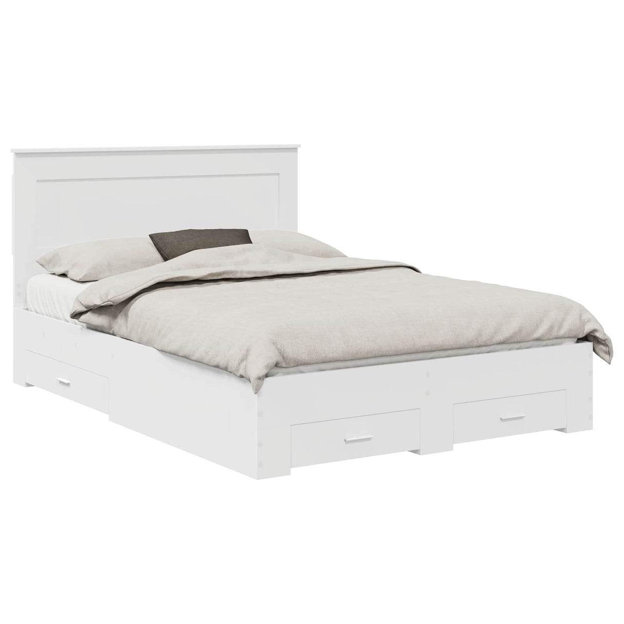 Bed Frame with Drawer White 150 x 200 cm Engineered Wood