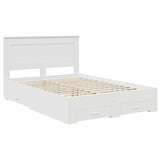 Bed Frame with Drawer White 150 x 200 cm Engineered Wood - Top-Down View