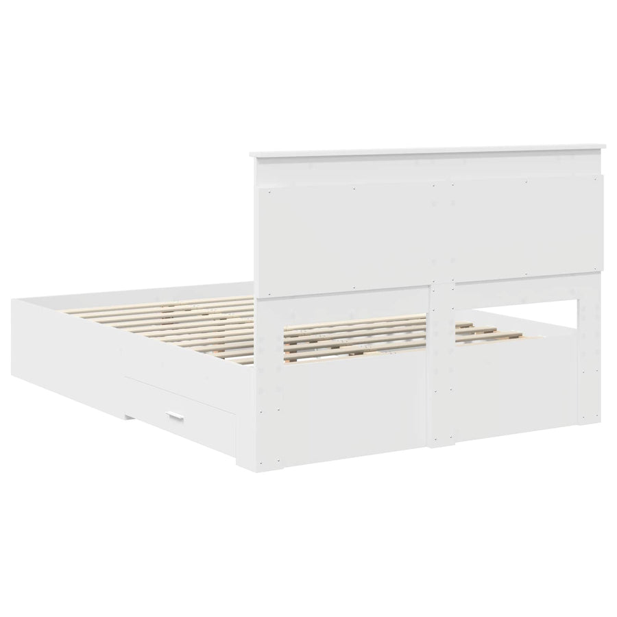 Bed Frame with Drawer White 150 x 200 cm Engineered Wood