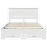 Bed Frame with Drawer White 150 x 200 cm Engineered Wood