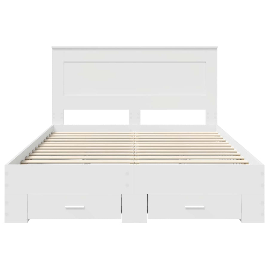 Bed Frame with Drawer White 150 x 200 cm Engineered Wood