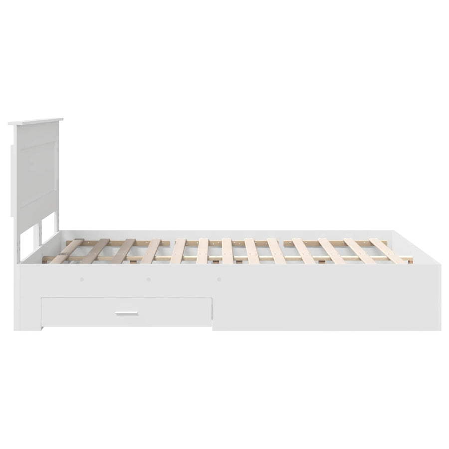 Bed Frame with Drawer White 150 x 200 cm Engineered Wood