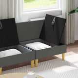 Modular Sofa Set with Storage 3 pcs Dark Grey Fabric - Side View