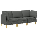 Modular Sofa Set with Storage 3 pcs Dark Grey Fabric - Front View