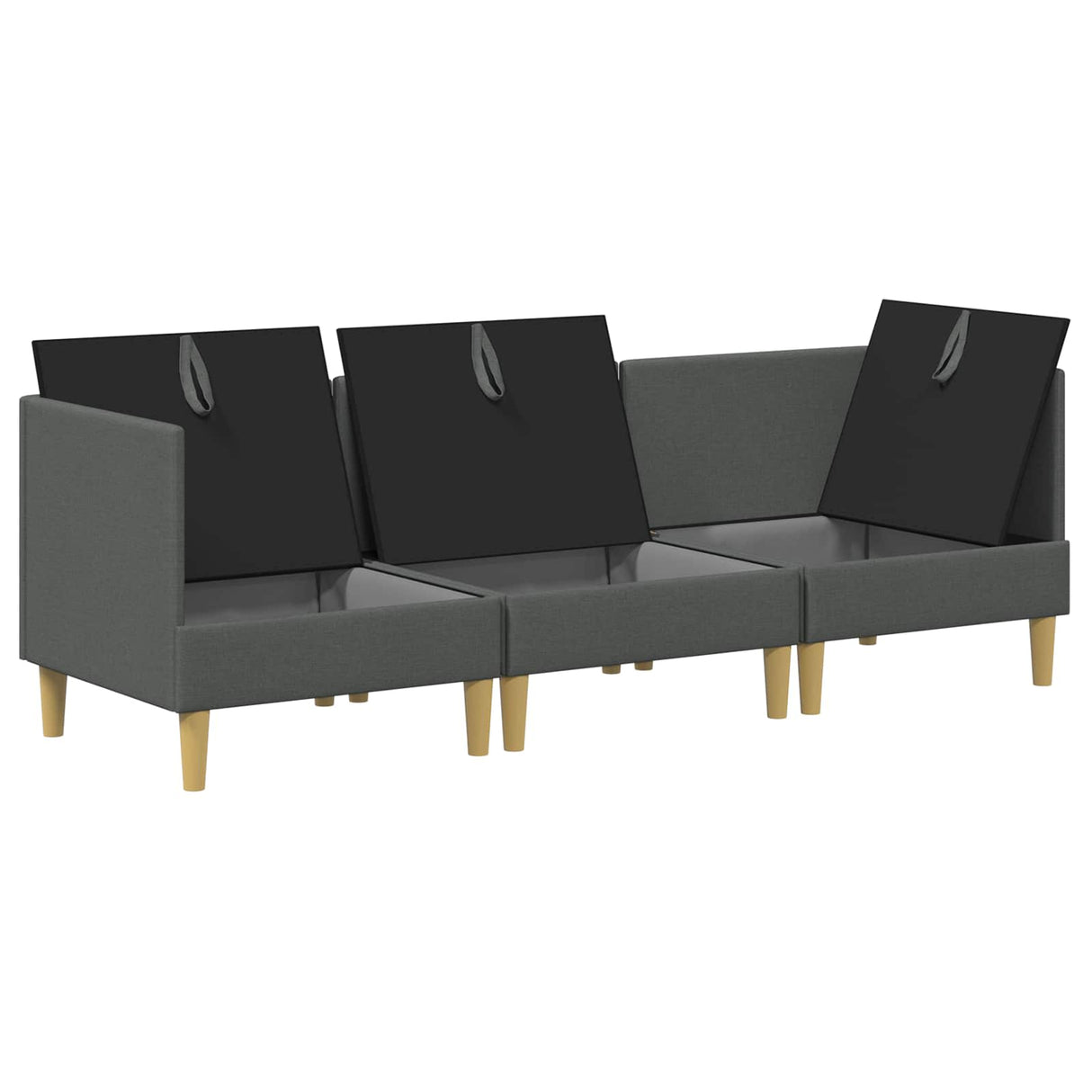 Modular Sofa Set with Storage 3 pcs Dark Grey Fabric