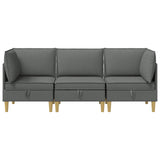 Modular Sofa Set with Storage 3 pcs Dark Grey Fabric - Close-Up Angle