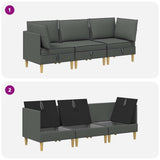 Modular Sofa Set with Storage 3 pcs Dark Grey Fabric - Extra Image